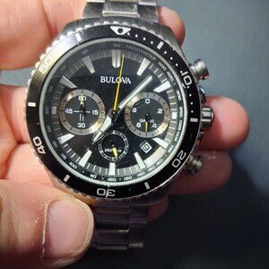 Bulova 98B298 Men's Black Watch Chronograph Stainless Steel Black Precisionist